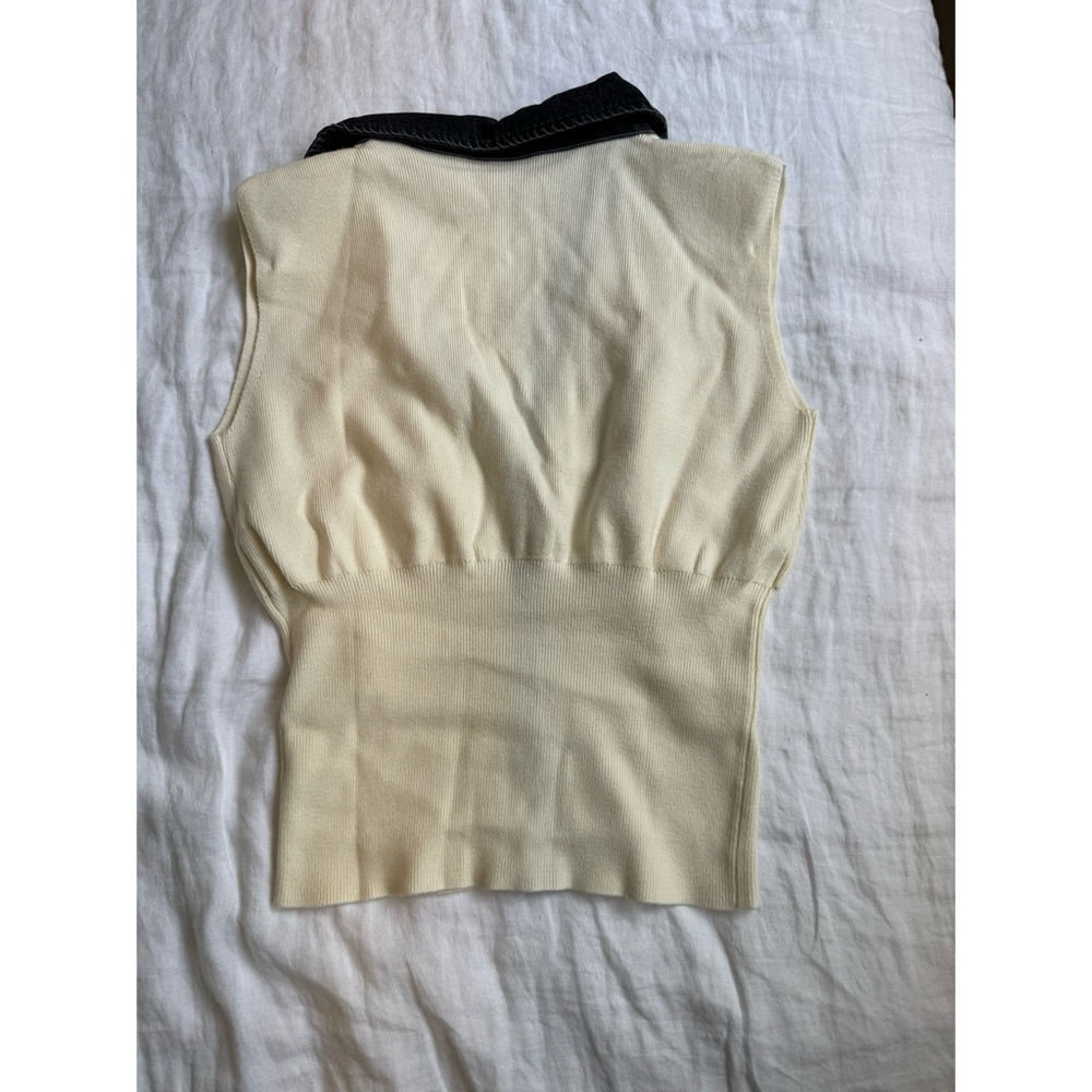 NWT Commense Denim Trim Knit Vest - Picture 4 of 5